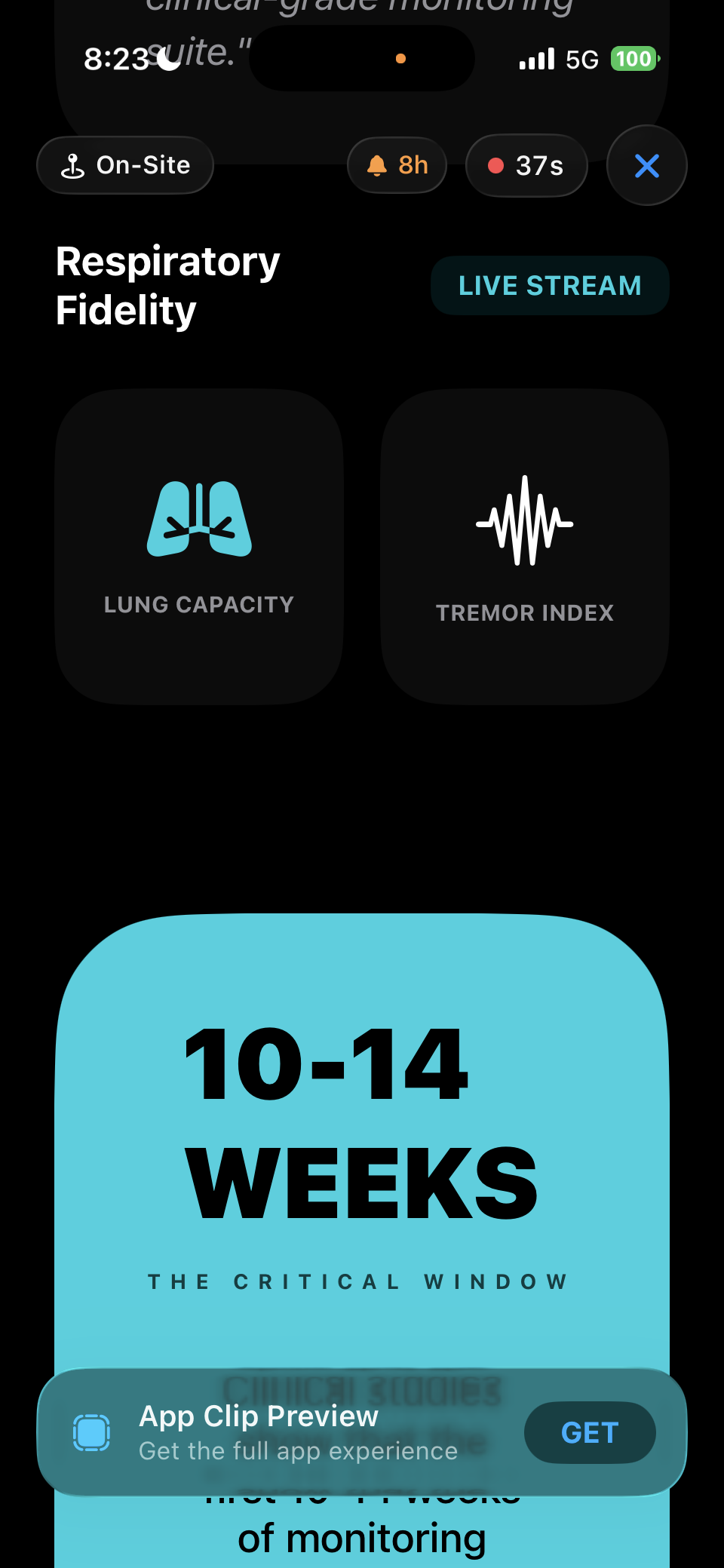 AEYRON respiratory fidelity — lung capacity and tremor index